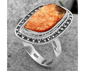 Natural Sunstone Rough Ring size-7 SDR201477 R-1469, 7x16 mm