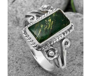 Natural Green Fuchsite Ring size-9 SDR201637 R-1345, 7x14 mm