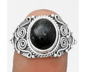 Natural Nuummite Ring size-9 SDR201711 R-1282, 9x11 mm
