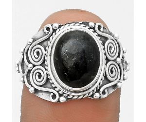 Natural Nuummite Ring size-7.5 SDR201717 R-1282, 9x11 mm