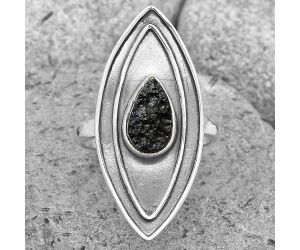 Natural Tektite Rough - Greek Ring size-8.5 SDR201735 R-1391, 7x11 mm
