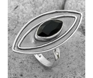 Natural Black Onyx - Brazil Ring size-8.5 SDR201738 R-1391, 6x12 mm
