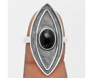 Natural Black Onyx - Brazil Ring size-8.5 SDR201746 R-1391, 7x9 mm