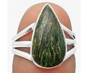 Natural Green Fuchsite Ring size-7 SDR201837 R-1003, 10x18 mm