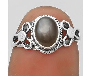 Natural Gray Moonstone Ring size-6 SDR202414 R-1170, 6x8 mm