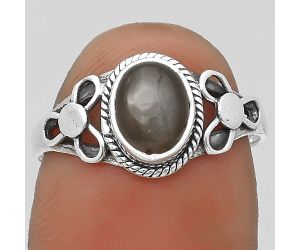 Natural Gray Moonstone Ring size-7.5 SDR202422 R-1170, 6x8 mm