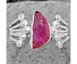 Natural Ruby Rough Ring size-6.5 SDR202689, 6x12 mm