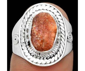 Natural Sunstone Rough Ring size-7.5 SDR202770 R-1398, 7x11 mm