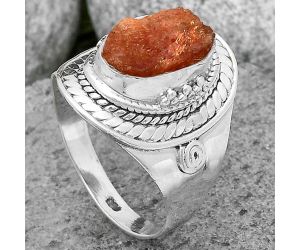 Natural Sunstone Rough Ring size-7.5 SDR202770 R-1398, 7x11 mm