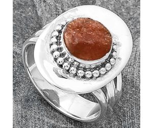 Natural Sunstone Rough Ring size-6 SDR202819 R-1458, 8x8 mm