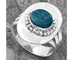 Neon Blue Apatite Rough - Madagascar Ring size-6.5 SDR202820 R-1458, 6x8 mm