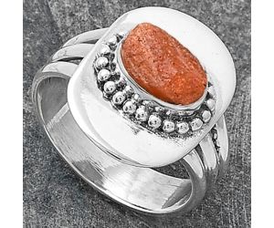 Natural Sunstone Rough Ring size-7 SDR202822 R-1458, 6x9 mm