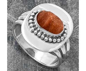 Natural Sunstone Rough Ring size-8 SDR202826 R-1458, 6x9 mm