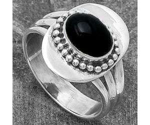 Natural Black Onyx - Brazil Ring size-8 SDR202832 R-1458, 7x9 mm