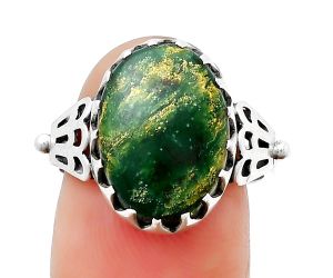 Natural Green Fuchsite Ring size-7.5 SDR203309 R-1449, 12x16 mm