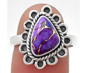 Copper Purple Turquoise - Arizona Ring size-7.5 SDR203360 R-1256, 8x11 mm