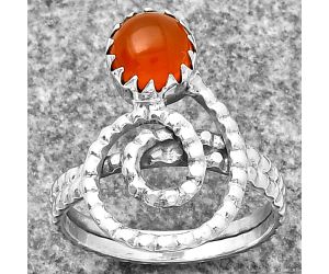 Spiral - Natural Carnelian Ring size-8 SDR203464 R-1456, 7x7 mm