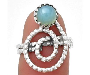 Spiral - Natural Aqua Chalcedony Ring size-6.5 SDR203468, 7x7 mm