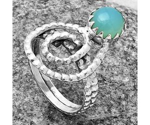 Spiral - Natural Aqua Chalcedony Ring size-6.5 SDR203468, 7x7 mm