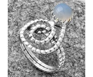 Spiral - Natural Aqua Chalcedony Ring size-6.5 SDR203483, 7x7 mm