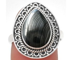 Crown Of Silver Psilomelane - Black Malachite Ring size-7.5 SDR203525 R-1256, 10x14 mm