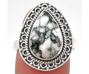 Natural Pinolith Stone Ring size-8 SDR203536 R-1256, 10x15 mm