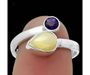 Natural Ethiopian Opal & Amethyst Ring size-8 SDR203966 R-1205, 6x8 mm