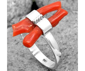 Natural Coral Stick Ring size-8.5 SDR204172, 5x21 mm