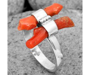 Natural Coral Stick Ring size-8 SDR204173, 4x18 mm