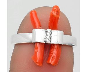 Natural Coral Stick Ring size-7 SDR204174, 3x17 mm