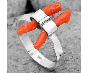 Natural Coral Stick Ring size-7 SDR204174, 3x17 mm