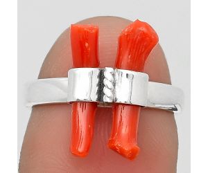 Natural Coral Stick Ring size-6.5 SDR204175, 4x17 mm