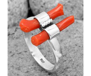 Natural Coral Stick Ring size-6.5 SDR204175, 4x17 mm