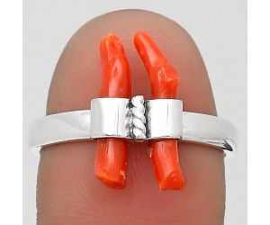 Natural Coral Stick Ring size-8.5 SDR204183, 3x16 mm