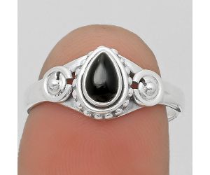 Natural Black Onyx - Brazil Ring size-7.5 SDR204267, 4x6 mm