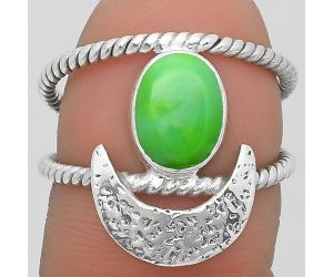 Crescent Moon - Green Mohave Turquoise Ring size-7.5 SDR204273 R-1454, 7x9 mm
