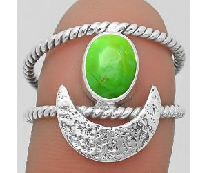 Crescent Moon - Green Mohave Turquoise Ring size-8 SDR204291, 6x8 mm