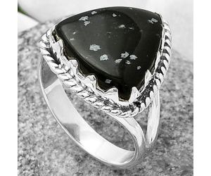 Natural Snow Flake Obsidian Ring size-9.5 SDR204416 R-1474, 15x15 mm