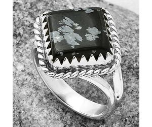 Natural Snow Flake Obsidian Ring size-7 SDR204436 R-1474, 11x11 mm