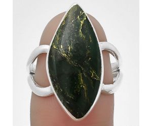 Natural Green Fuchsite Ring size-7.5 SDR204479 R-1002, 11x23 mm
