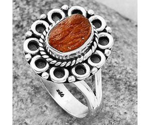 Natural Sunstone Rough Ring size-8 SDR204506 R-1256, 6x9 mm