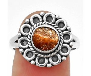 Natural Sunstone Rough Ring size-8.5 SDR204512 R-1256, 7x7 mm