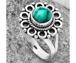 Natural Turquoise Magnesite Ring size-7.5 SDR204522 R-1256, 7x7 mm
