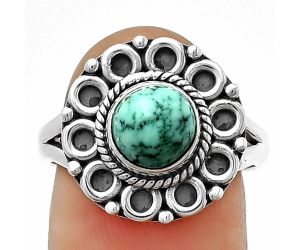 Natural Turquoise Magnesite Ring size-7.5 SDR204530 R-1256, 7x7 mm