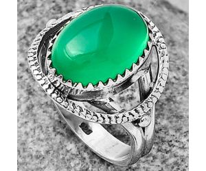 Natural Green Onyx Ring size-8 SDR204567, 10x14 mm