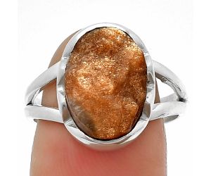 Natural Sunstone Rough Ring size-8.5 SDR204578 R-1438, 10x14 mm