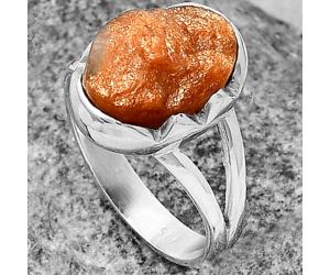 Natural Sunstone Rough Ring size-8.5 SDR204578 R-1438, 10x14 mm