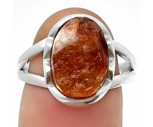 Natural Sunstone Rough Ring size-7.5 SDR204589 R-1438, 9x13 mm