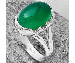 Natural Green Onyx Ring size-9 SDR204599, 10x14 mm