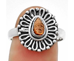 Natural Sunstone Rough Ring size-8.5 SDR204632 R-1320, 4x6 mm